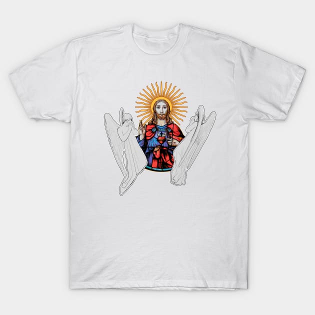 Jesus Christ and the angels praying T-Shirt by Marccelus